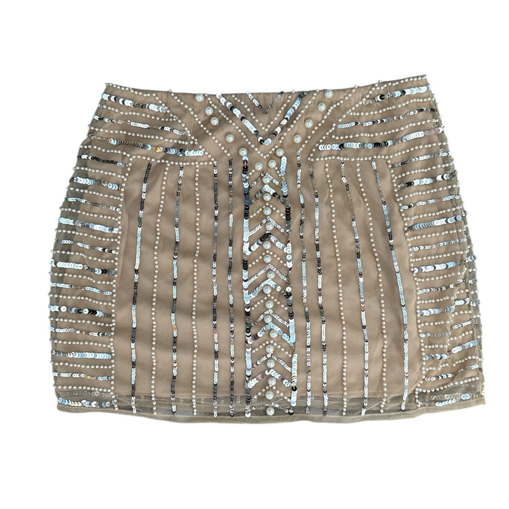 Show Me Your MuMu Tan Sequin Mini Skirt